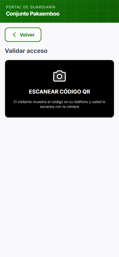 Validación de visitas por código QR en garita